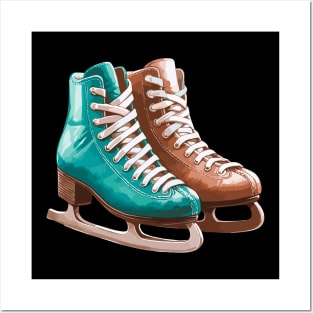 Pastel Brown Ice Skating Boots Posters and Art